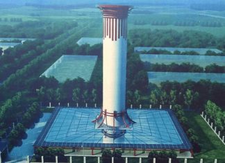 A China construiu o purificador de ar mais alto do mundo. Torre de 100 metros limpa 10 km de poluição do universo.