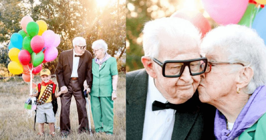 Garoto apaixonado por ‘Up’ convida seus bisavós de 90 anos para ensaio fotográfico de seu aniversário e fotos viralizam