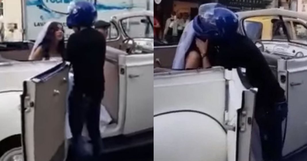 Apaixonado, ele perseguiu o carro de sua ex-namorada para pedir outra chance no dia que ela iria se casar com outro.