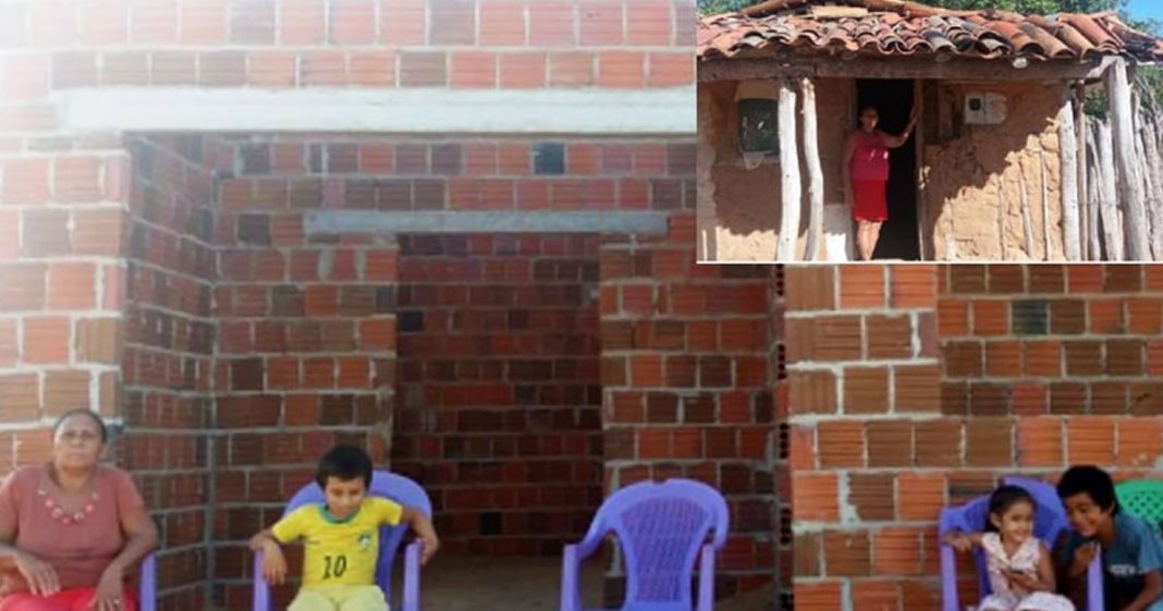 Amigos constroem casa pra mulher doente que vive em casebre de barro