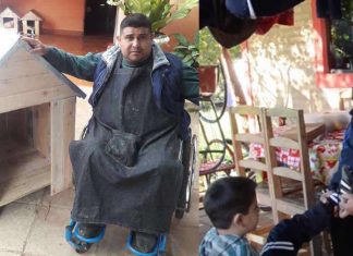 Ele ficou paraplégico, agora constrói e vende casas de cachorro para sustentar sua família.