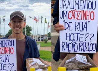 Jovem vende ração no sinal para ajudar os cães de rua que passam fome!