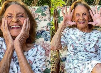 Aos 93 anos, Laura Cardoso posa para fotos no jardim e encanta a sua vitalidade!