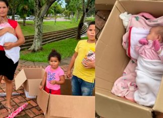 Policial consegue doações para mulher que vendia balas no sinal com a filha em uma caixa de papelão!