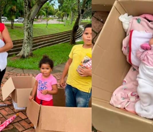 policial-consegue-doacoes-para-mulher-que-vendia-balas-no-sinal-com-a-filha-em-uma-caixa-de-papelao