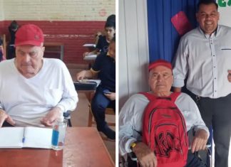 Avô em cadeira de rodas volta a estudar aos 87 anos: “Nunca é tarde”.