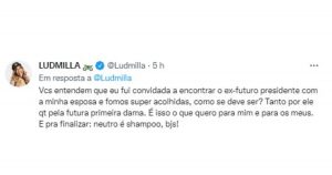 resilienciamag.com - Após foto com Lula, Ludmilla diz ser contra Bolsonaro: “Neutro é shampoo”