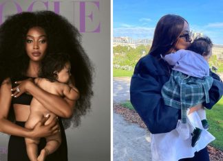 A modelo Naomi Campbell é mãe aos 50 anos e diz:“Ela não foi adotada, ela é minha filha.”