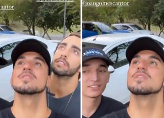 Medina, João Gomes e Pedro Scooby brincam juntos com o meme que virou a marca registrada do brother