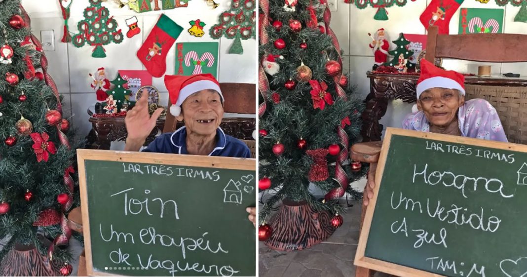 Idosos emocionam com pedidos simples de Natal.