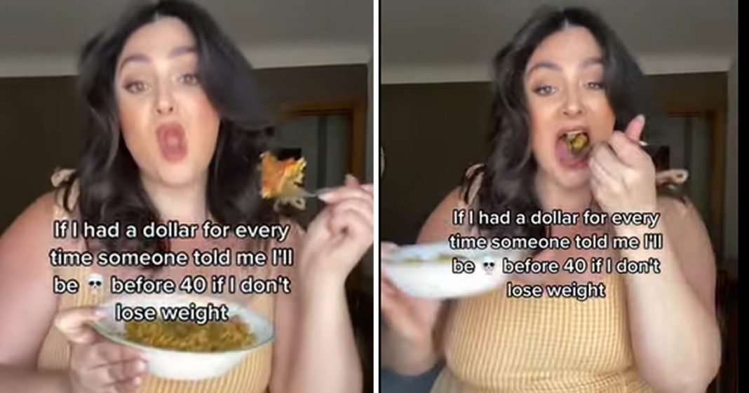 Mulher diz que vai continuar comendo apesar de “poder ​​morrer” por não se cuidar: “Sou gorda e sexy”