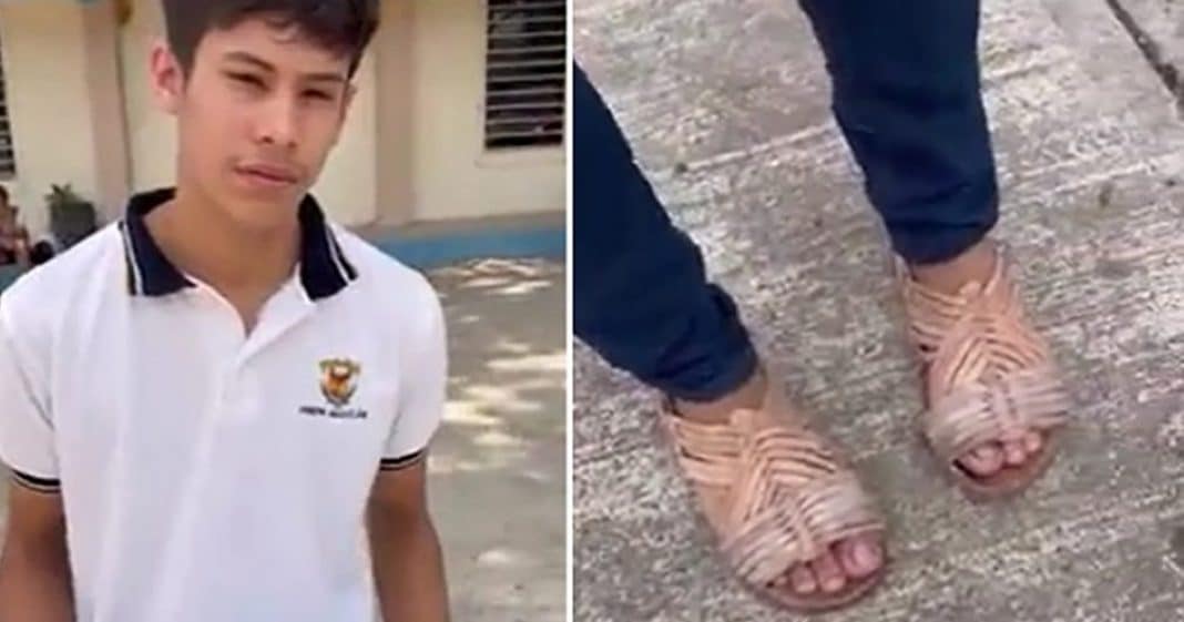 Jovem tira sarro de amigo por usar tênis falsificado e pai o obriga a ir à escola com “sandálias da humildade”.