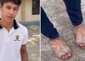 Jovem tira sarro de amigo por usar tênis falsificado e pai o obriga a ir à escola com “sandálias da humildade”.