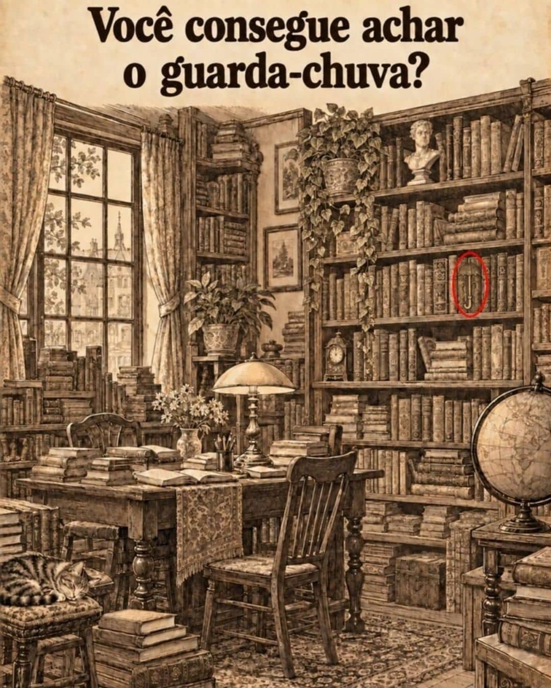 resilienciamag.com - Desafio visual: voc&ecirc; consegue encontrar o guarda-chuva escondido nesta livraria antes de ver a resposta?