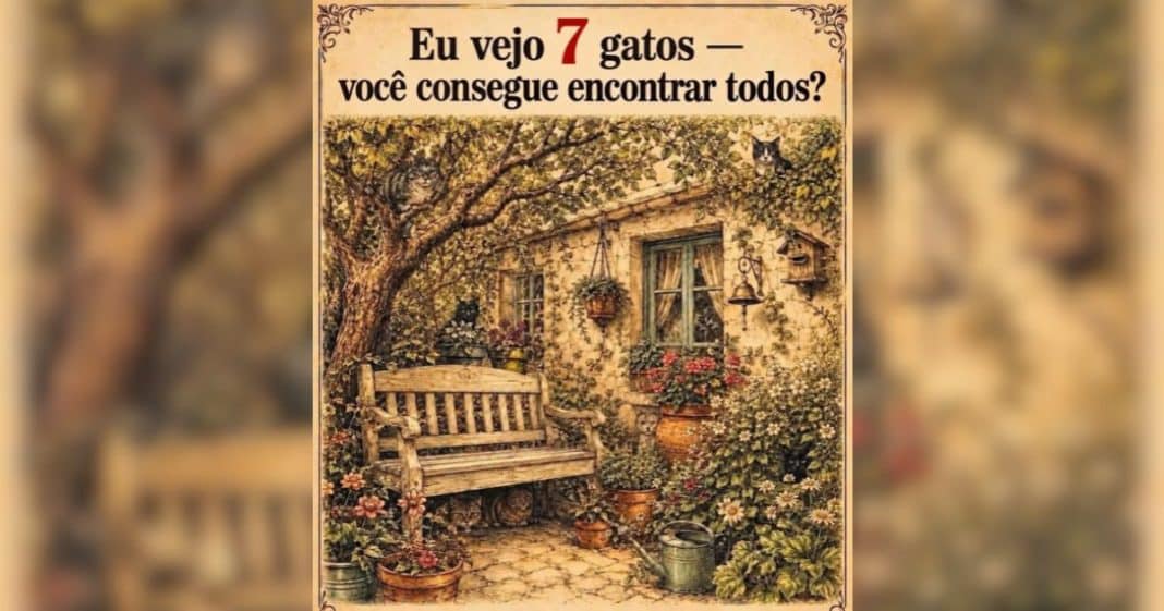 Desafio visual: você consegue encontrar os 7 gatos escondidos neste jardim antes de ver a resposta?